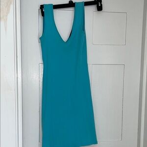 Simple 100% Cotton Turquoise Mini Dress
